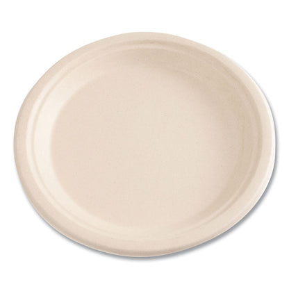 Molded Fiber PFAS-Free Dinnerware, Plate, Sugarcane, 9" dia, Tan, 500/Carton