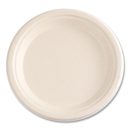 Molded Fiber PFAS-Free Dinnerware, Plate, Sugarcane, 9" dia, Tan, 500/Carton