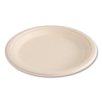 Molded Fiber PFAS-Free Dinnerware, Plate, Sugarcane, 9" dia, Tan, 500/Carton