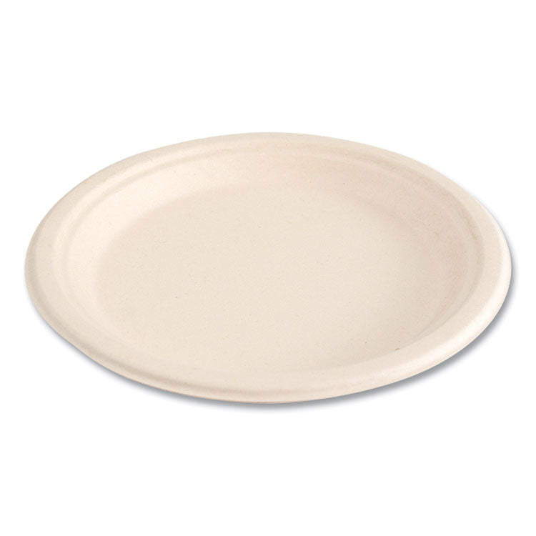 Molded Fiber PFAS-Free Dinnerware, Plate, Sugarcane, 9" dia, Tan, 500/Carton
