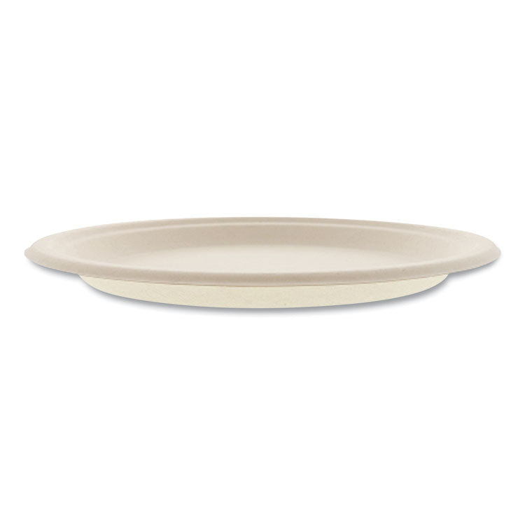 Molded Fiber PFAS-Free Dinnerware, Plate, Sugarcane, 10" dia, Tan, 500/Carton
