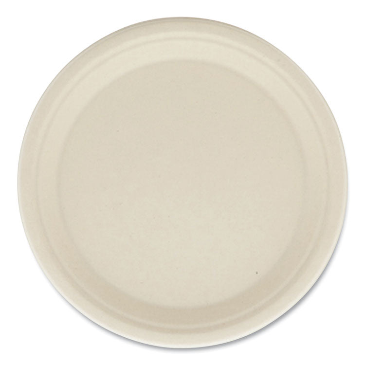 Molded Fiber PFAS-Free Dinnerware, Plate, Sugarcane, 10" dia, Tan, 500/Carton