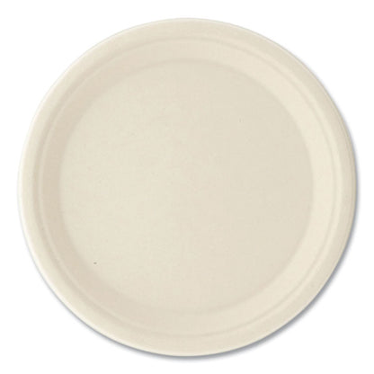 Molded Fiber PFAS-Free Dinnerware, Plate, Sugarcane, 10" dia, Tan, 500/Carton