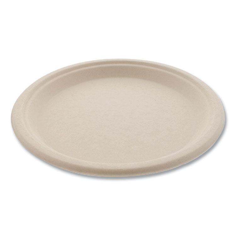 Molded Fiber PFAS-Free Dinnerware, Plate, Sugarcane, 10" dia, Tan, 500/Carton