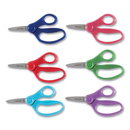 Kids Scissors, Pointed Tip, 5" Long, 1.75" Cut Length, Straight Handle, Randomly Assorted Handle Color