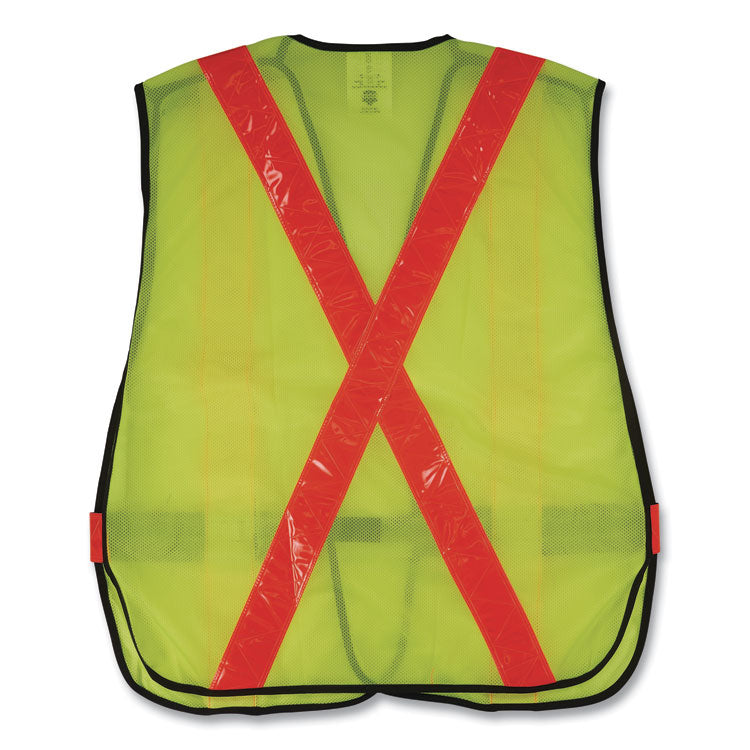GloWear 8080BAX Non-Certified X-Back Hi-Vis Safety Vest, Polyester, One Size Fits Most, Lime/Orange