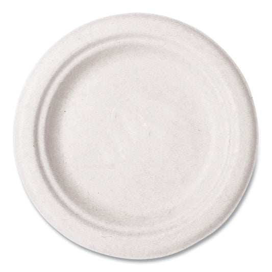 Nourish Molded Fiber Tableware, Compostable, Plate, Sugarcane, 6" dia, White, 1,000/Carton