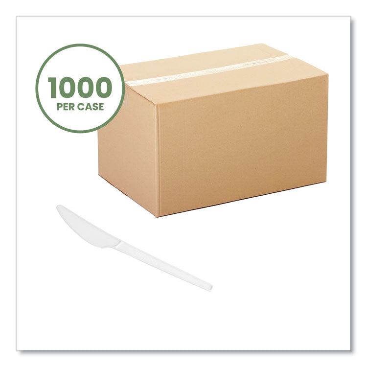 White CPLA Cutlery, General Purpose Knife, Plastic, White, 1,000/Carton