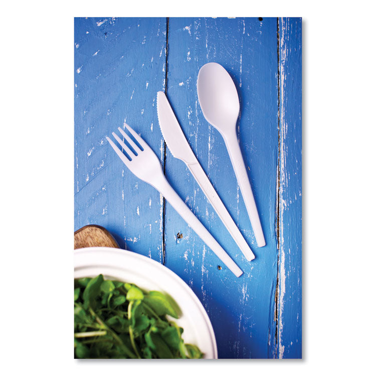 White CPLA Cutlery, General Purpose Fork, Plastic, White, 1,000/Carton