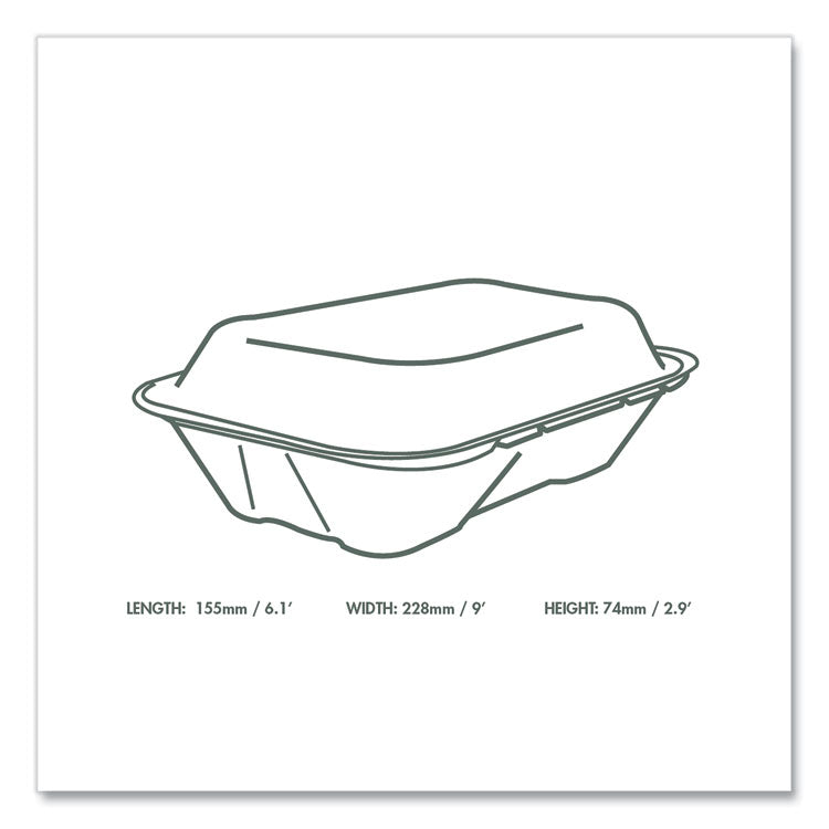 Nourish Molded Fiber Takeout Containers, Compostable, 6.1 x 9 x 2.9, Natural, Sugarcane, 200/Carton