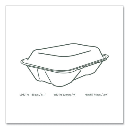 Nourish Molded Fiber Takeout Containers, Compostable, 6.1 x 9 x 2.9, Natural, Sugarcane, 200/Carton