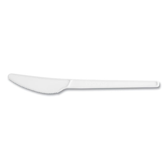 White CPLA Cutlery, General Purpose Knife, Plastic, White, 1,000/Carton
