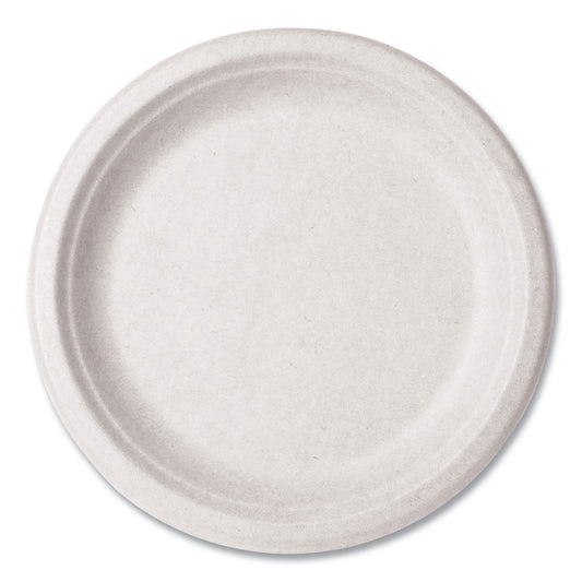 Nourish Molded Fiber Tableware, Compostable, Plate, Sugarcane, 9" dia, White, 500/Carton