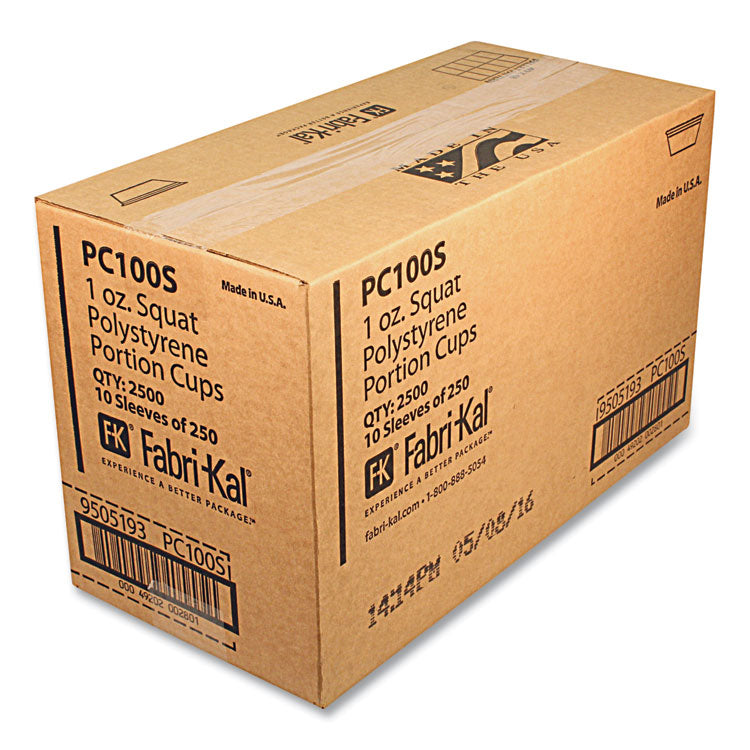 Portion Cups, Squat, 1 oz, Plastic, Translucent, 125/Sleeve, 20 Sleeve/Carton