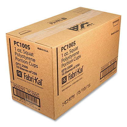 Portion Cups, Squat, 1 oz, Plastic, Translucent, 125/Sleeve, 20 Sleeve/Carton