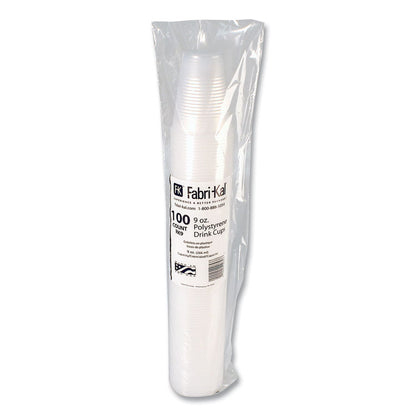 RK Ribbed Cold Drink Cups, 9 oz, Plastic, Clear, 100/Sleeve, 25 Sleeves/Carton