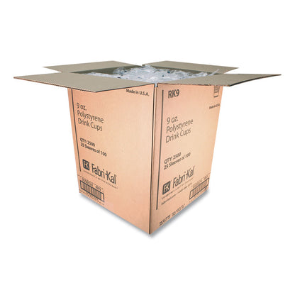 RK Ribbed Cold Drink Cups, 9 oz, Plastic, Clear, 100/Sleeve, 25 Sleeves/Carton