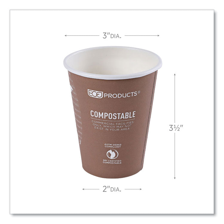 World Art Renewable and Compostable Hot Cups, 8 oz, Paper, Plum, 50/Pack, 20 Packs/Carton