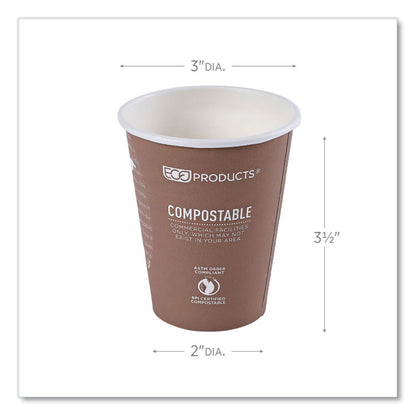 World Art Renewable and Compostable Hot Cups, 8 oz, Paper, Plum, 50/Pack, 20 Packs/Carton