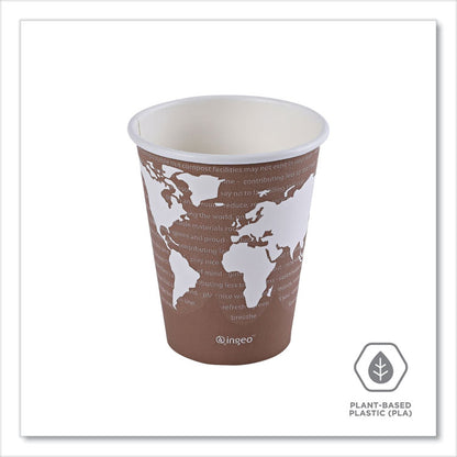 World Art Renewable and Compostable Hot Cups, 8 oz, Paper, Plum, 50/Pack, 20 Packs/Carton