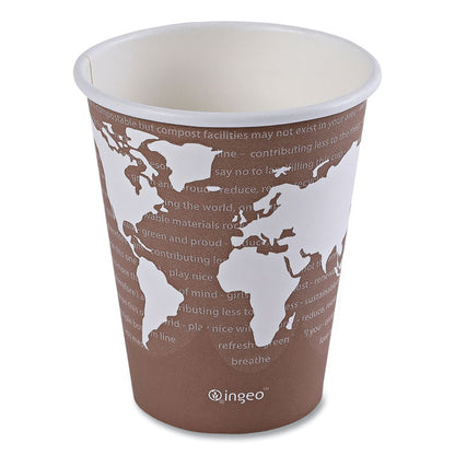 World Art Renewable and Compostable Hot Cups, 8 oz, Paper, Plum, 50/Pack