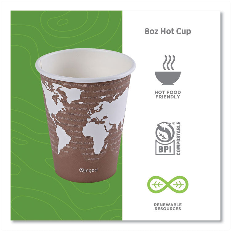 World Art Renewable and Compostable Hot Cups, 8 oz, Paper, Plum, 50/Pack