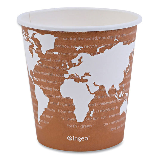 World Art Renewable and Compostable Hot Cups, 10 oz, Paper, Rust, 50/Pack, 20 Packs/Carton