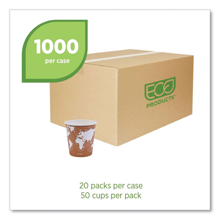 World Art Renewable and Compostable Hot Cups, 10 oz, Paper, Rust, 50/Pack, 20 Packs/Carton