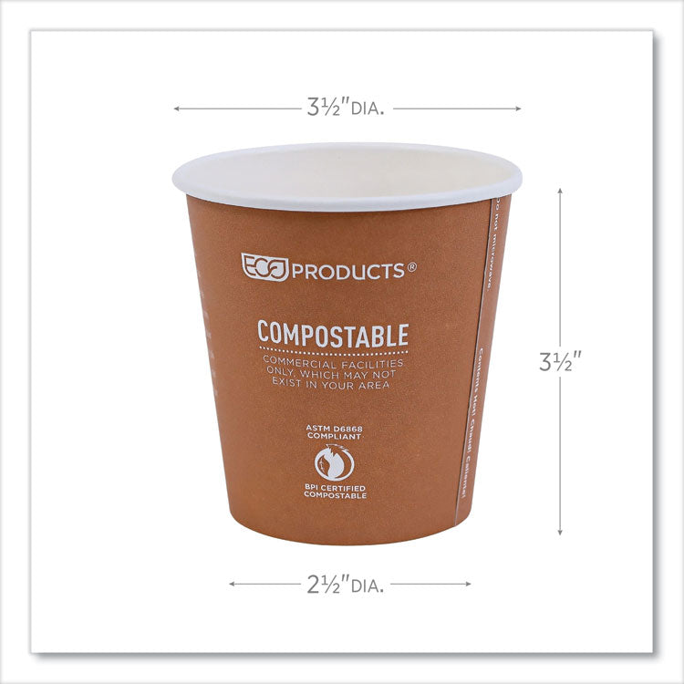World Art Renewable and Compostable Hot Cups, 10 oz, Paper, Rust, 50/Pack, 20 Packs/Carton