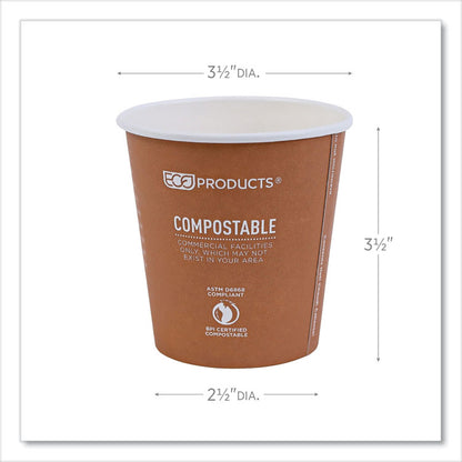World Art Renewable and Compostable Hot Cups, 10 oz, Paper, Rust, 50/Pack, 20 Packs/Carton