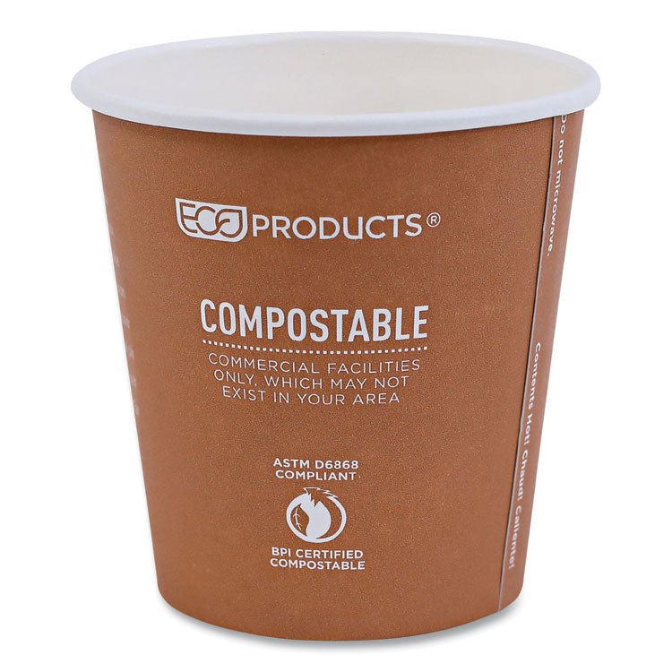 World Art Renewable and Compostable Hot Cups, 10 oz, Paper, Rust, 50/Pack, 20 Packs/Carton