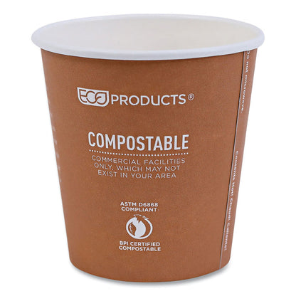 World Art Renewable and Compostable Hot Cups, 10 oz, Paper, Rust, 50/Pack, 20 Packs/Carton
