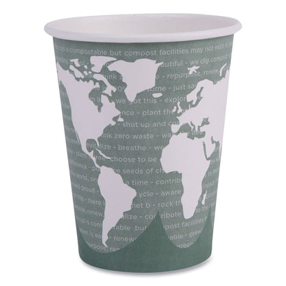 World Art Renewable and Compostable Hot Cups, 12 oz, Paper, Sage, 50/Pack, 20 Packs/Carton
