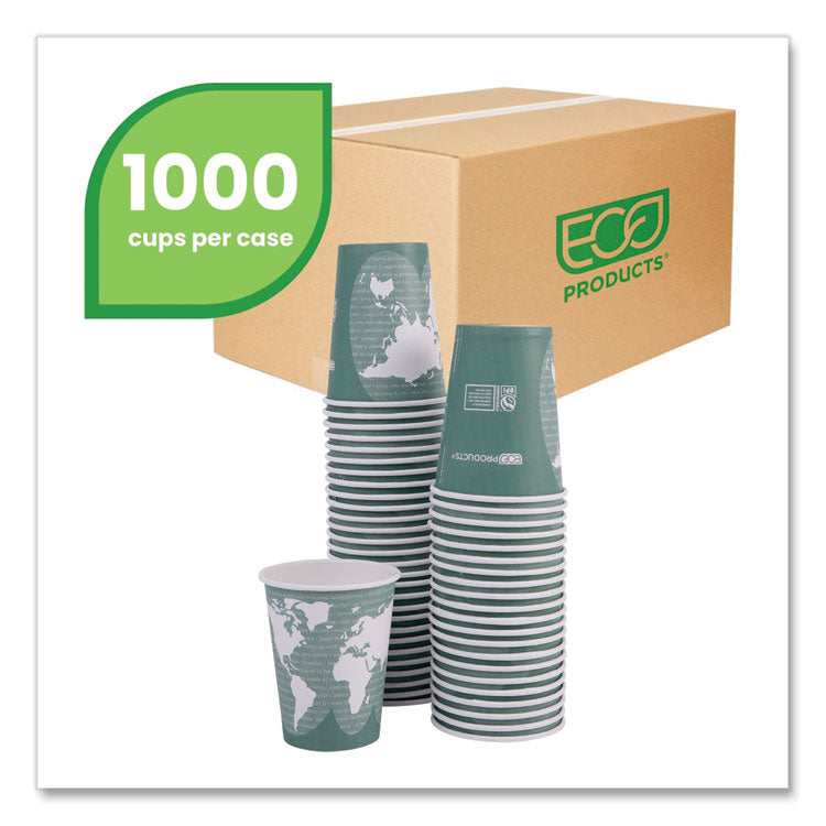 World Art Renewable and Compostable Hot Cups, 12 oz, Paper, Sage, 50/Pack, 20 Packs/Carton