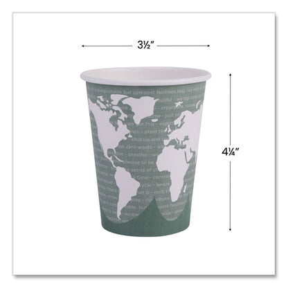 World Art Renewable and Compostable Hot Cups, 12 oz, Paper, Sage, 50/Pack, 20 Packs/Carton