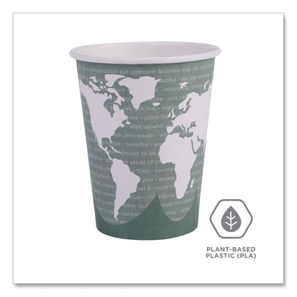 World Art Renewable and Compostable Hot Cups, 12 oz, Paper, Sage, 50/Pack, 20 Packs/Carton
