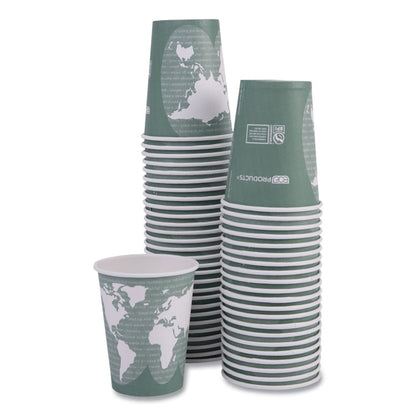 World Art Renewable and Compostable Hot Cups, 12 oz, Paper, Sage, 50/Pack, 20 Packs/Carton
