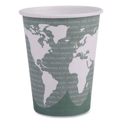 World Art Renewable and Compostable Hot Cups, 12 oz, Paper, Sage, 50/Pack