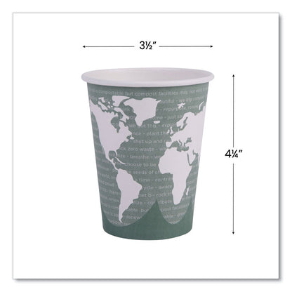World Art Renewable and Compostable Hot Cups, 12 oz, Paper, Sage, 50/Pack