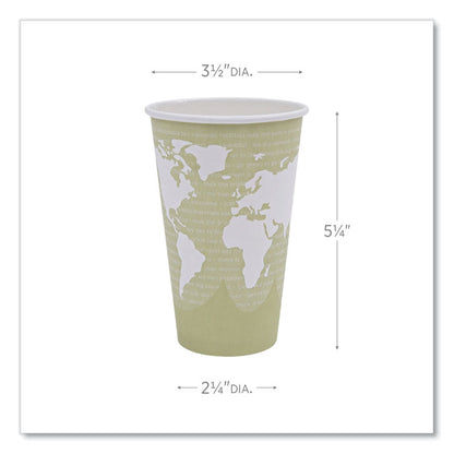 World Art Renewable and Compostable Hot Cups, 16 oz, Paper, Tan, 50/Pack, 20 Packs/Carton
