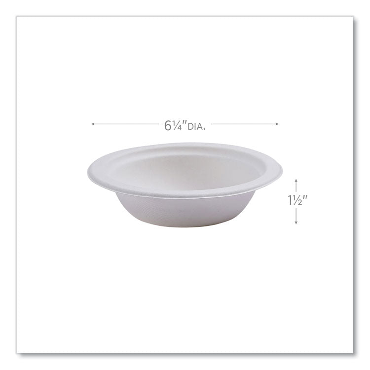 Vanguard Renewable and Compostable Sugarcane Bowls, 12 oz, White, 1,000/Carton