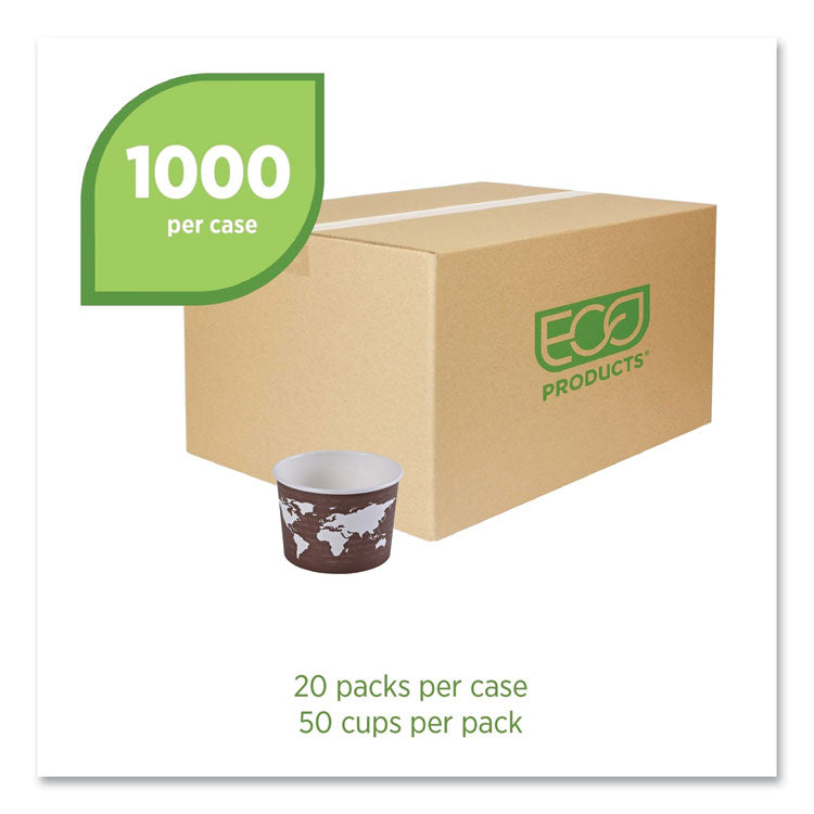 World Art Renewable and Compostable Food Container, 8 oz, 3.04" Diameter x 2.3" h, Plum, Paper, 50/Pack, 20 Packs/Carton