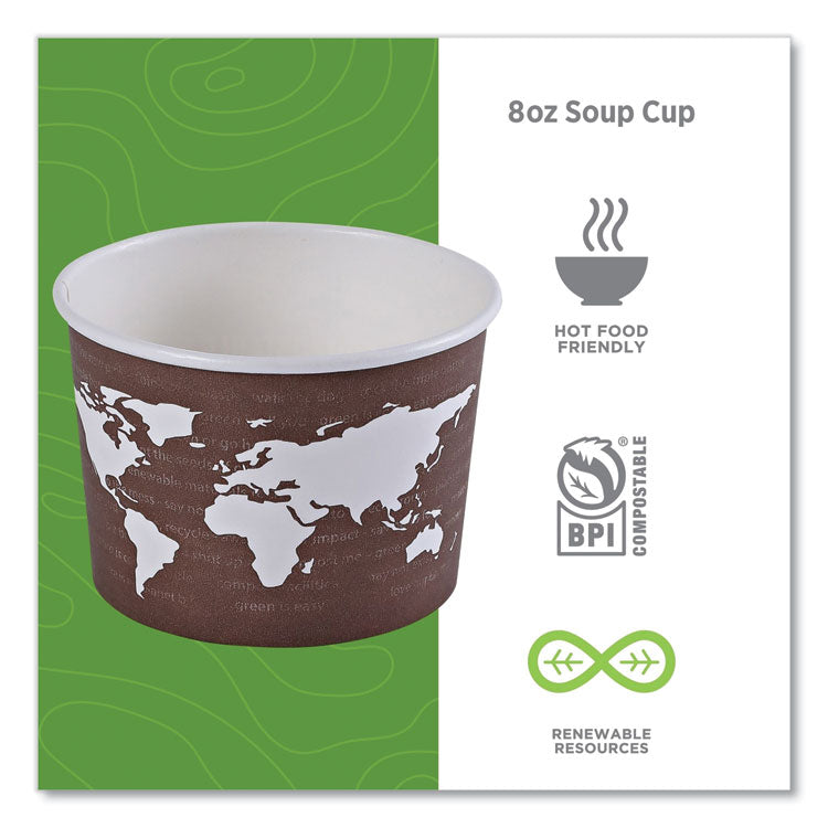 World Art Renewable and Compostable Food Container, 8 oz, 3.04" Diameter x 2.3" h, Plum, Paper, 50/Pack, 20 Packs/Carton