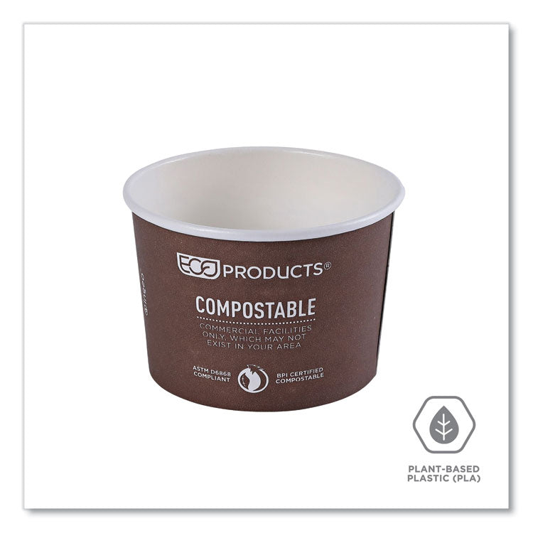 World Art Renewable and Compostable Food Container, 8 oz, 3.04" Diameter x 2.3" h, Plum, Paper, 50/Pack, 20 Packs/Carton