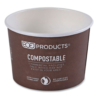 World Art Renewable and Compostable Food Container, 8 oz, 3.04" Diameter x 2.3" h, Plum, Paper, 50/Pack, 20 Packs/Carton