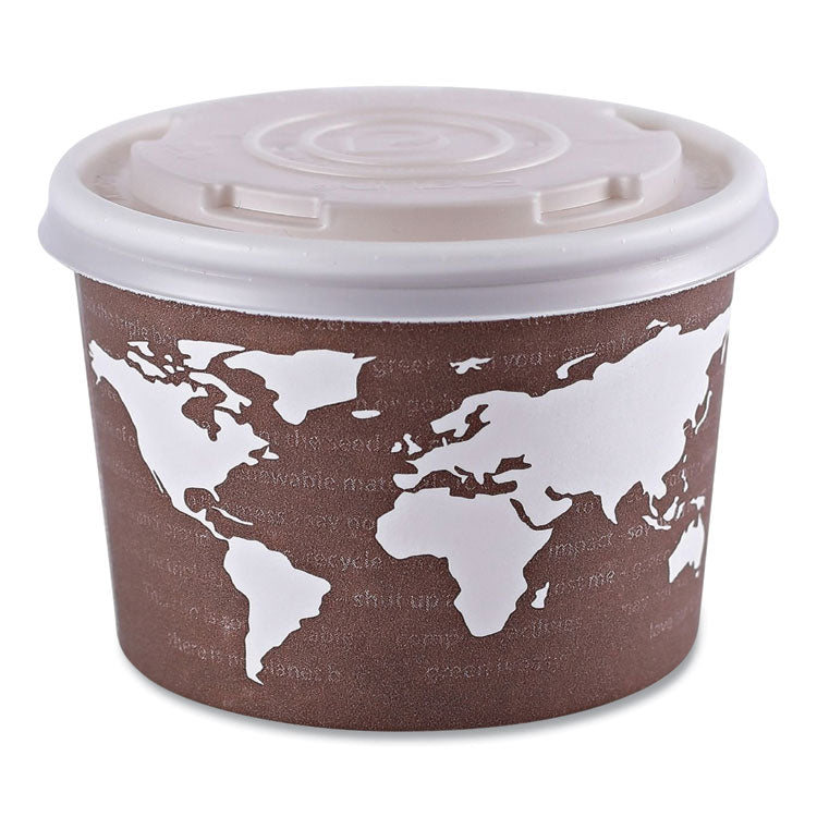 World Art Renewable and Compostable Food Container, 8 oz, 3.04" Diameter x 2.3" h, Plum, Paper, 50/Pack, 20 Packs/Carton