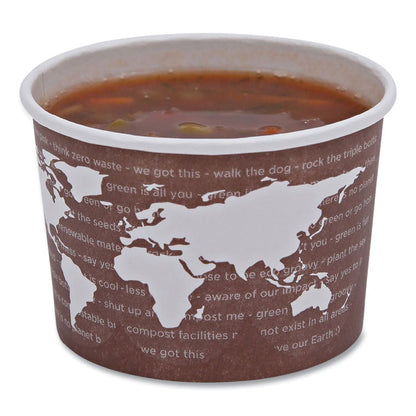 World Art Renewable and Compostable Food Container, 8 oz, 3.04" Diameter x 2.3" h, Plum, Paper, 50/Pack, 20 Packs/Carton
