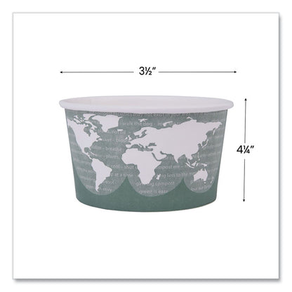 World Art Renewable and Compostable Food Container, 12 oz, 4.05" Diameter x 2.5" h, Moss, Paper, 25/Pack, 20 Packs/Carton