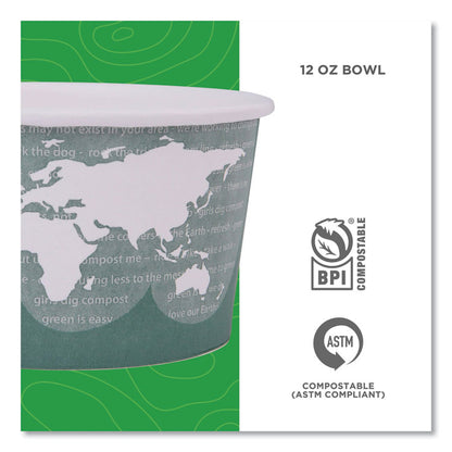 World Art Renewable and Compostable Food Container, 12 oz, 4.05" Diameter x 2.5" h, Moss, Paper, 25/Pack, 20 Packs/Carton