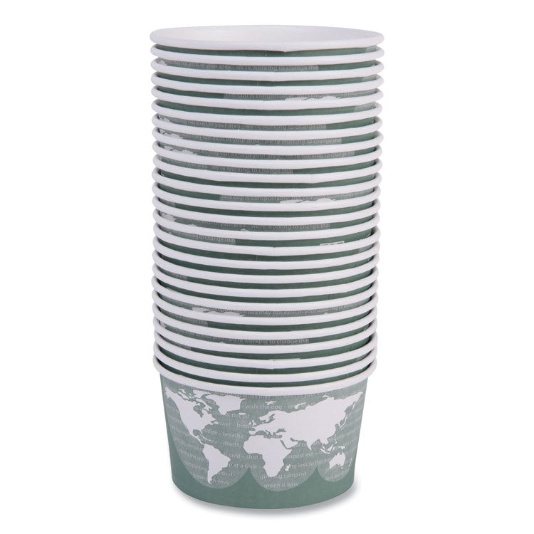 World Art Renewable and Compostable Food Container, 12 oz, 4.05" Diameter x 2.5" h, Moss, Paper, 25/Pack, 20 Packs/Carton